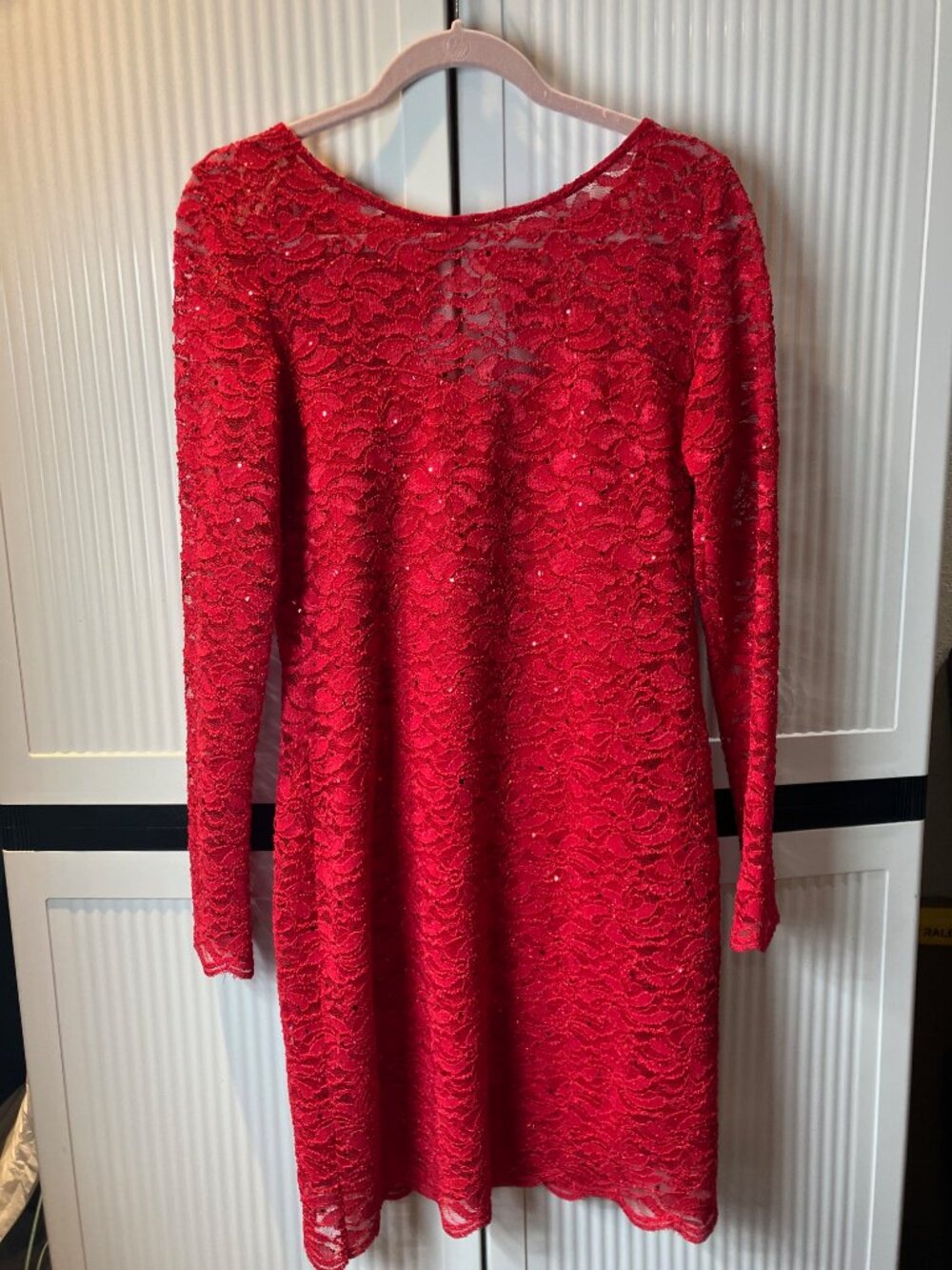 Red Dress by Jump Apparel XL Lace Sequins Lined USA Excellent Condition
